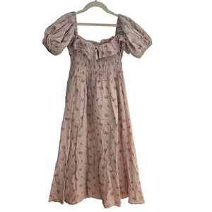 R.Vivimos Kids Floral Print Smocked Puff Sleeve Midi Dress Size XL 16 18